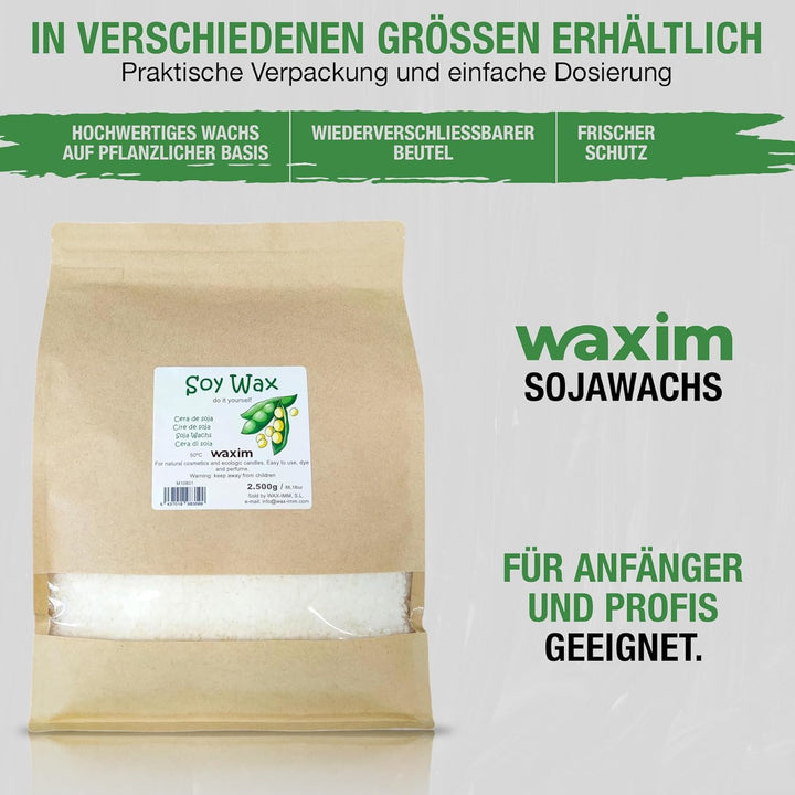 Sojawachs 2.500 g in perlen. Für ökologisch Kerzen und Naturkosmetik. Kerzenwachs, veganes wachs, wa