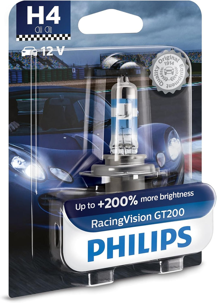 Philips RacingVision GT200 H4 Scheinwerferlampe +200%, Einzelblister, 571730, Single blister Single