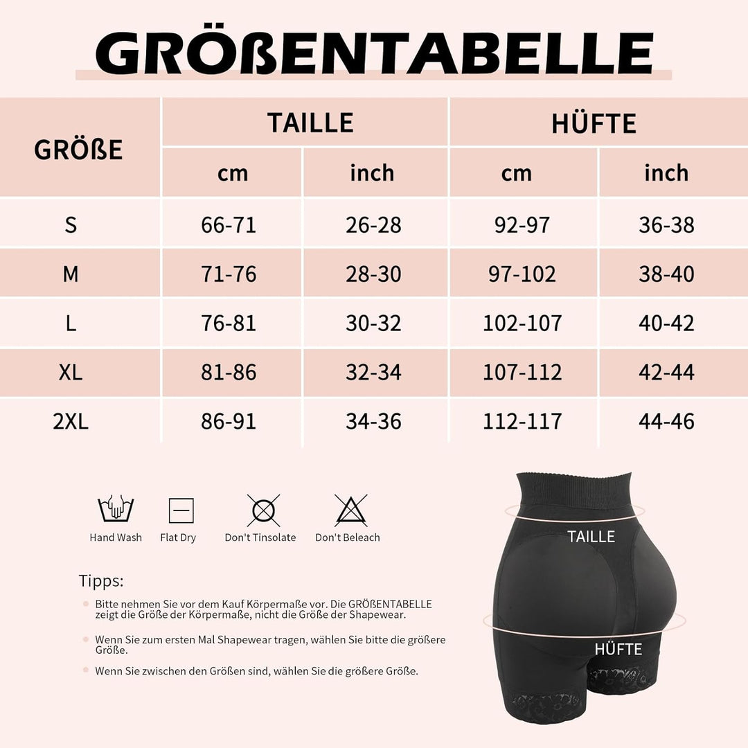 SHAPERIN Shapewear Shorts Damen Bauchkontrolle Höschen Hohe Taille Butt Lifter Miederhose Bauchweg S