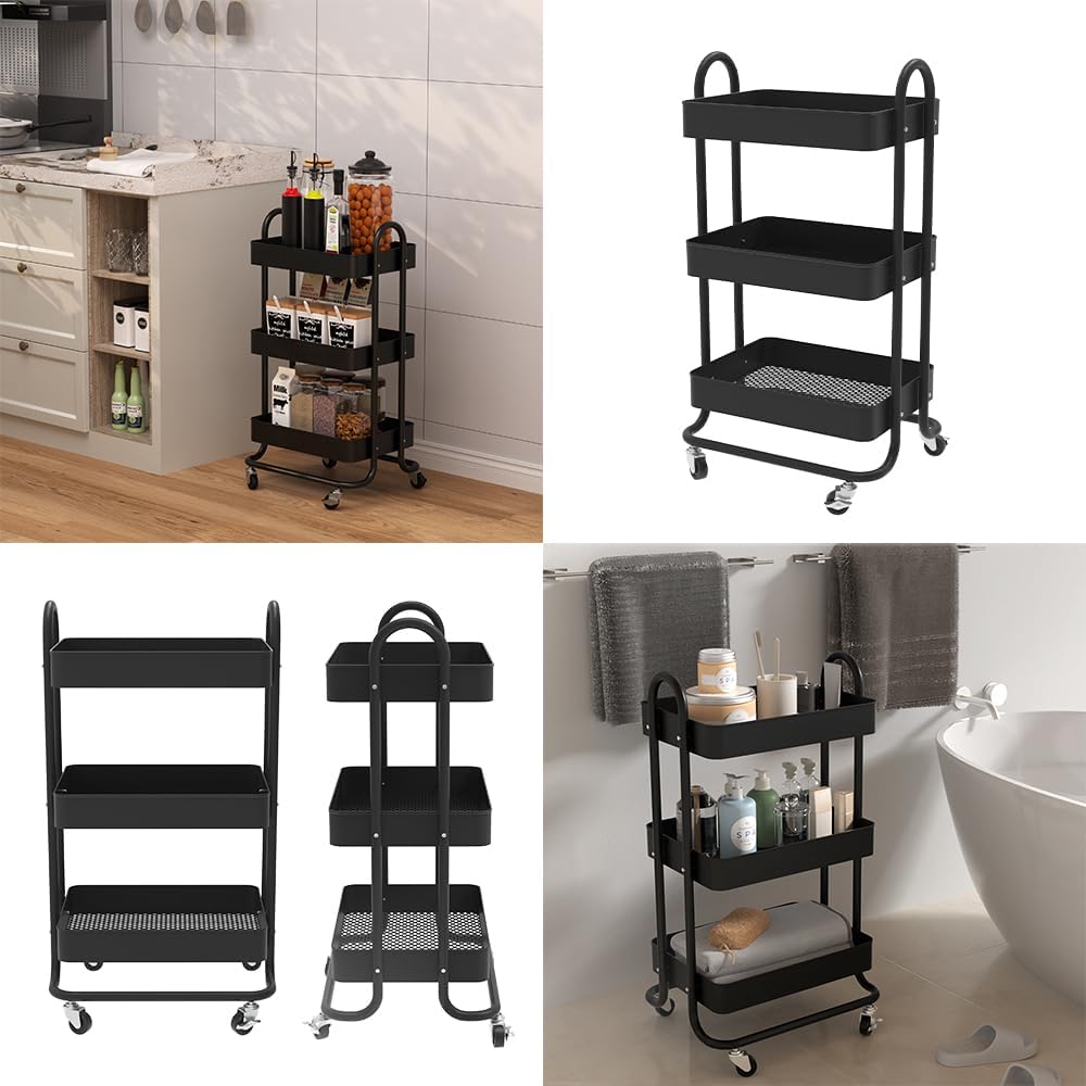 Vicco Rollcontainer Tron, Schwarz, 45.9 x 78.7 cm, mit Rollen für Flexible Nutzung und einfache Stan