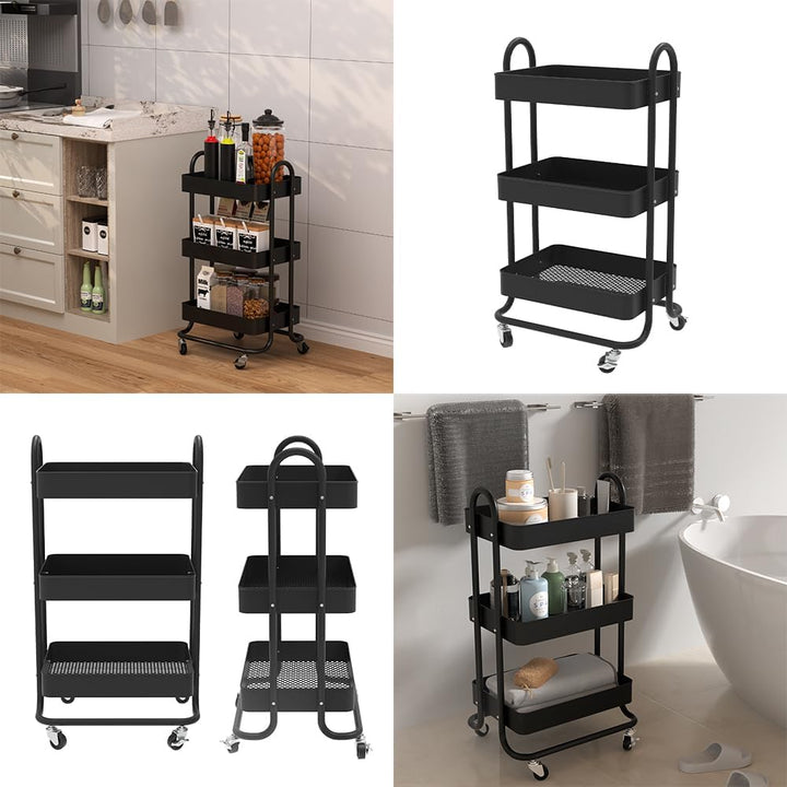 Vicco Rollcontainer Tron, Schwarz, 45.9 x 78.7 cm, mit Rollen für Flexible Nutzung und einfache Stan
