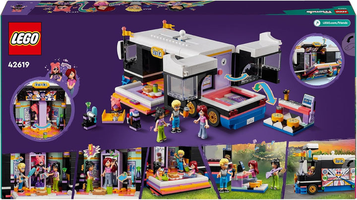 LEGO Friends Popstar-Tourbus, Musik-Set mit LKW-Spielzeug und 4 Figuren, fördert die sozial-emotiona