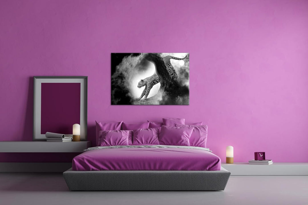 deyoli exotischer Gepard im Mondschein Format:90x60 cm als Leinwandbild, Motiv fertig gerahmt auf Ec