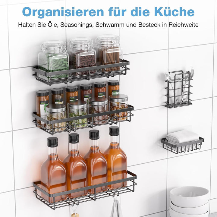 Duschablage Ohne Bohren, 5 Stück Badezimmer Organizer, Duschregal Ohne Bohren, Duschregal Ecke mit H