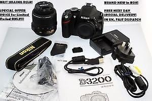 Nikon D3200 SLR-Digitalkamera (24 Megapixel, 7,4 cm (2,9 Zoll) Display, Live View, Full-HD) Kit inkl
