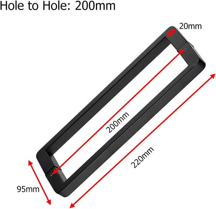 Cokritsm Duschtür Griff 200mm Loch zu Loch Glastürgriff, Dusche Türknopf Rund Grifff, Schwarz Duscht