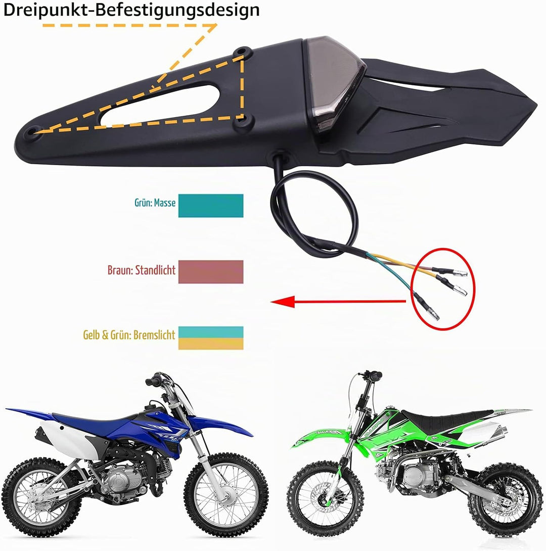 JMTBNO LED Motorrad Rücklicht E-geprüft mit Kennzeichen Halterung Rotem LED Bremslicht Weisse Kennze