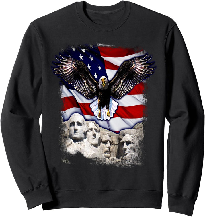 4th Of July American Bald Eagle Mount Rushmore 'Merica Flag Sweatshirt