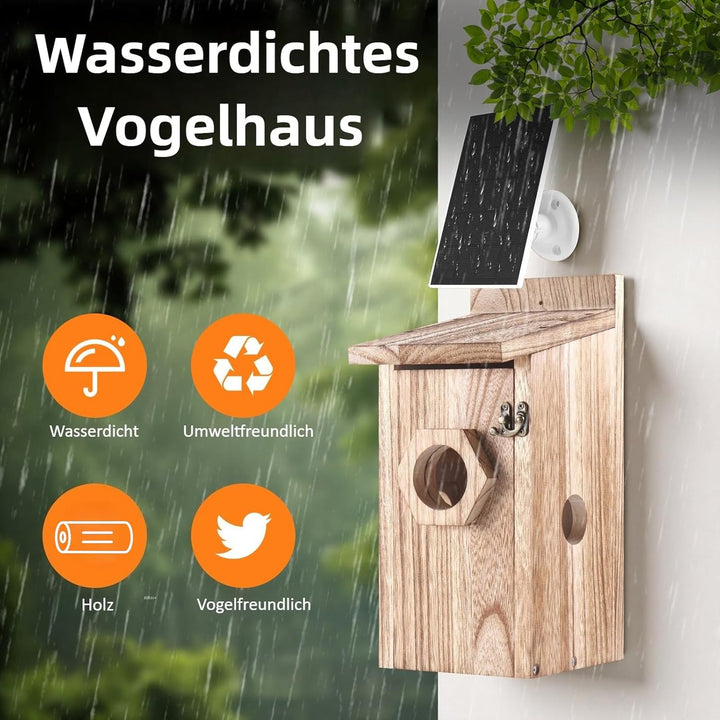Vogelhaus mit 5MP Kamera, Nistkasten für Vögel für Draussen Wetterfest, 2,4 G WiFi & App Benachricht
