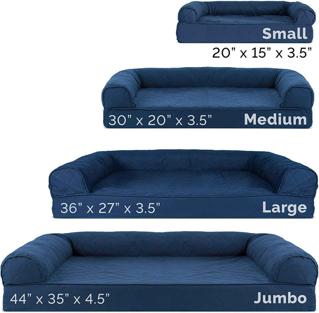 Furhaven Large Orthopedic Dog Bed Quilted Sofa-Style w/Removable Washable Cover - Navy, Large Navy L