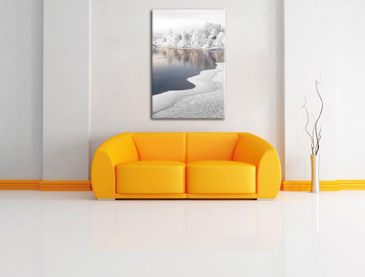 Pixxprint Traumhafte Winterlandschaft als Leinwandbild/Grösse: 120x80 cm/Wandbild/Kunstdruck/fertig