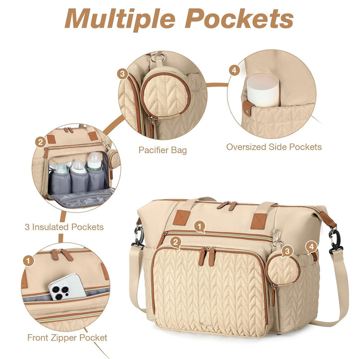 Wickeltasche mit Schnullertasche und Wickelunterlage, Wickelrucksack Multifunktions-Babytasche für G