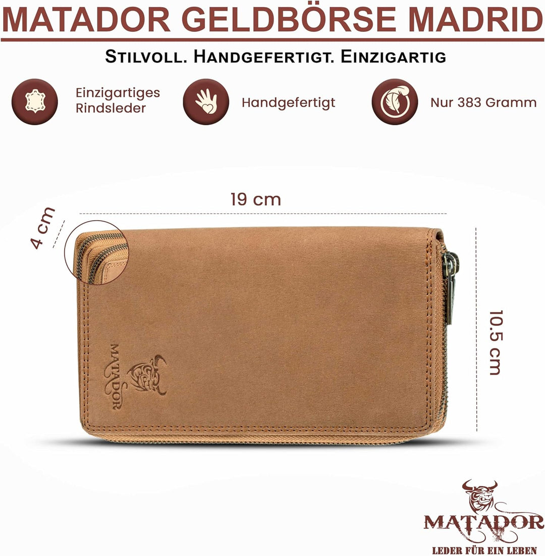MATADOR Lange Damen Geldbörse XXL Frauen Portemonnaie TüV Geprüfter RFID Schutz Scheintasche Geldtas