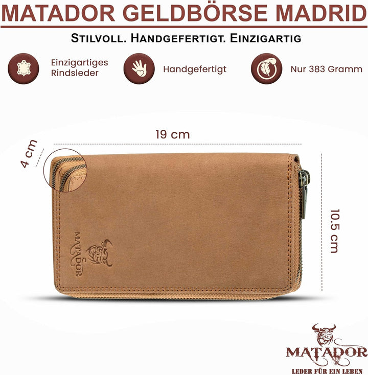 MATADOR Lange Damen Geldbörse XXL Frauen Portemonnaie TüV Geprüfter RFID Schutz Scheintasche Geldtas