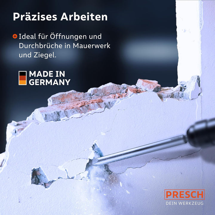 Presch SDS-plus Spitzmeissel - Extrem robuste, langlebige Spitze - Für alle Durchbrucharbeiten (250m