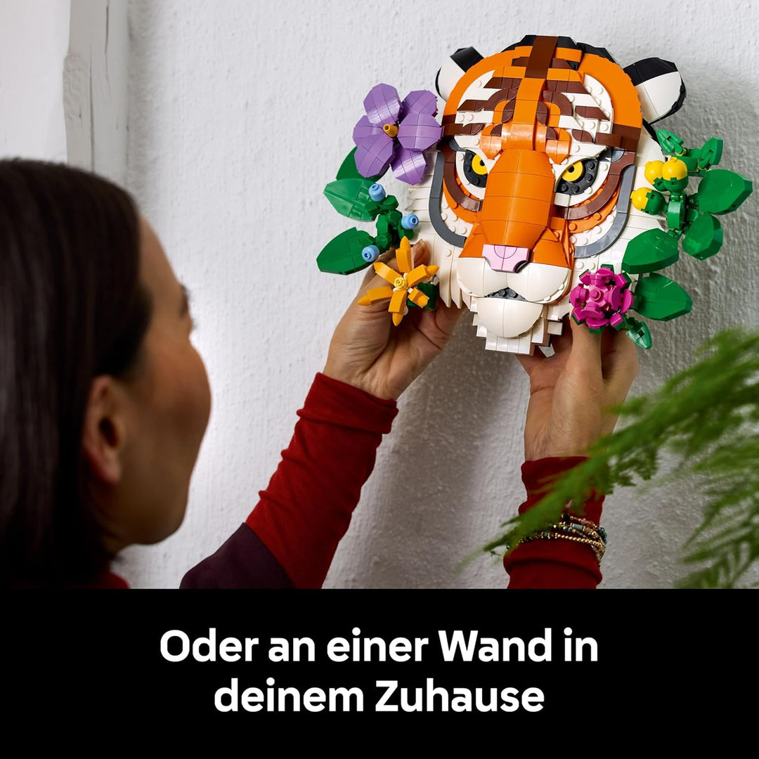 LEGO Fauna Collection - Tiger - Baubares 3D Tiergemälde mit dekorativen Blumen aus Botanicals - DIY