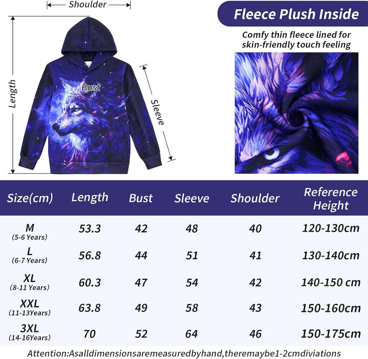 Fanient Pullover Jungen Mädchen 3D Print Fleece Hoodie Kinder Hooded Sweatshirt with Kangaroo Pocket