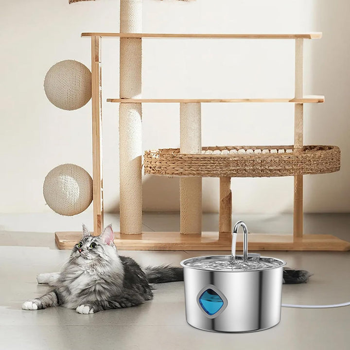 Cat Water Fountain, 3.2L Drinking Dispenser, Stainless Steel Bowl, Automatic Sturdy Design, Easy Cle