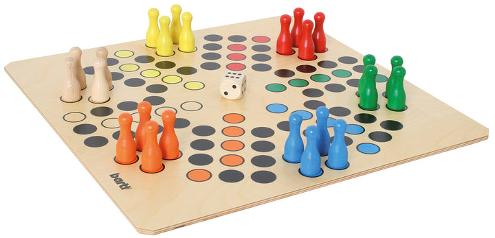 Bartl 108412 Brettspiel Ludo für 6 Personen gross aus Holz XXL Format 50cm x 50cm, Ludo für 6 Person