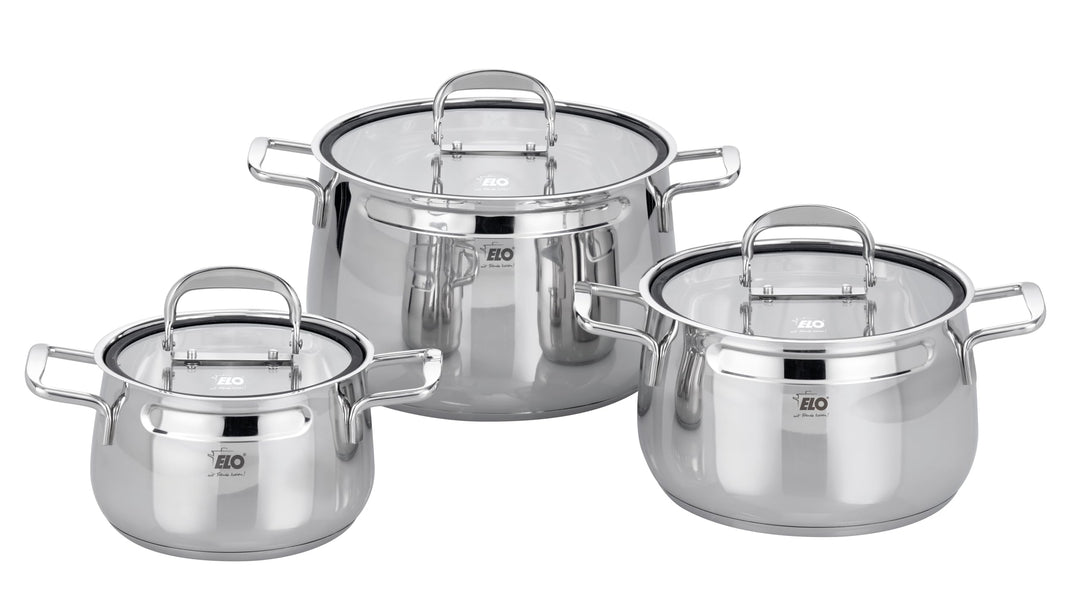 Topfset 3-teilig Mystery 91005, stapelbar, Edelstahl 18/10 - mit Volumenskala & Öl-Dosiersystem, bac