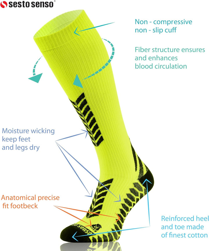 sesto senso 3 Paar Kompressionsstrümpfe Sport Damen Herren Bunt Hohe Sportsocken Laufsocken 35-38 3e