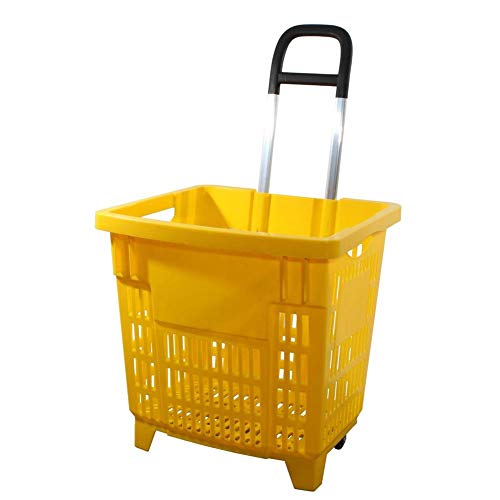 Einkaufstrolley 55 Liter gelb mit Rollen ABS-Kunststoff Einkaufskorb fahrbar