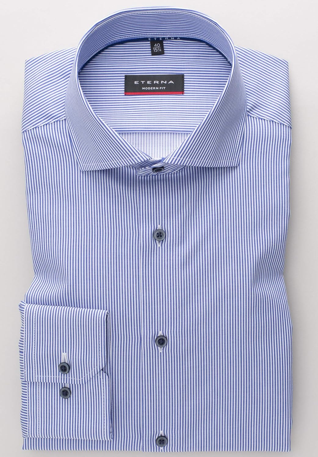 eterna Langarm Hemd Modern Fit Twill gestreift