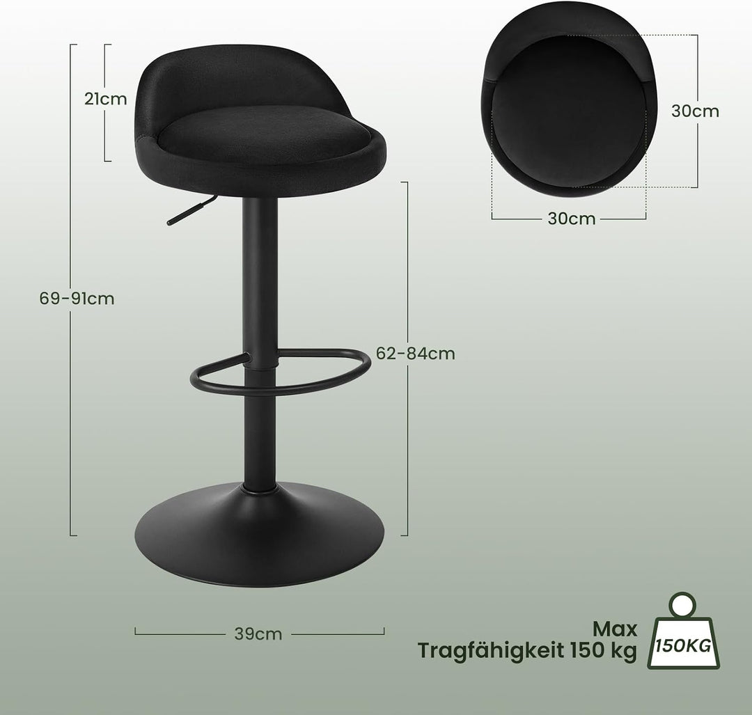 EUGAD Barhocker 4er Set 360° Drehstuhl Barstuhl mit Rückenlehne Fussstütze 120kg belastbar höhenvers