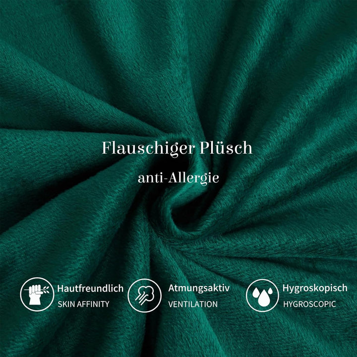 Boqingzhu Flanell Winter Bettwäsche 155×220cm Plüsch Biber Grün Dunkelgrün Grau Warm Kuschelig Flaus