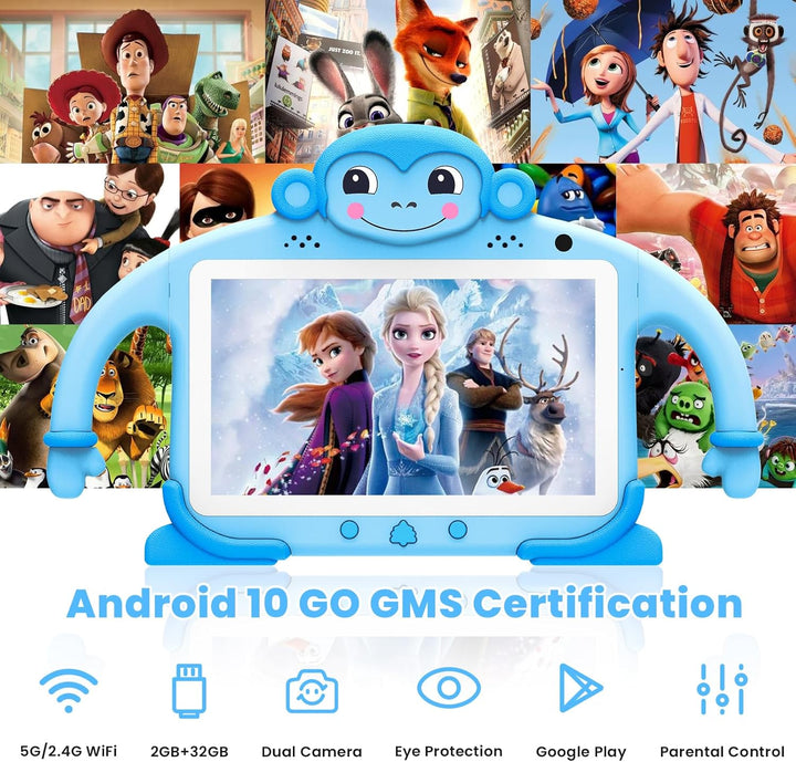 zcobro Kinder Tablet 7 Zoll Andorid Tablet für Kinder 2GB RAM+32GB ROM+128GB Erweiterbar, Kids Table