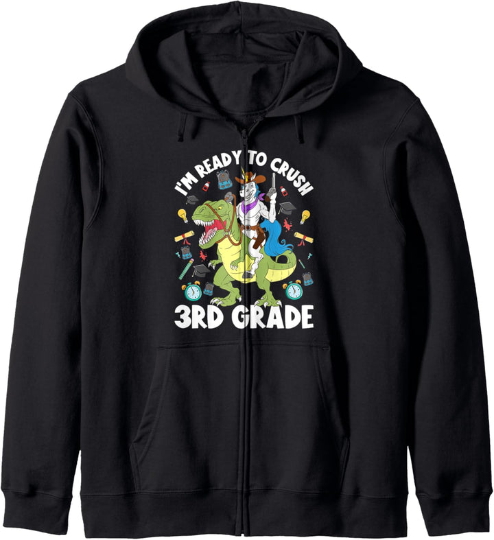 I'm Ready To Crush 3rd Grade Einhorn Dinosaurier Back To School Kapuzenjacke