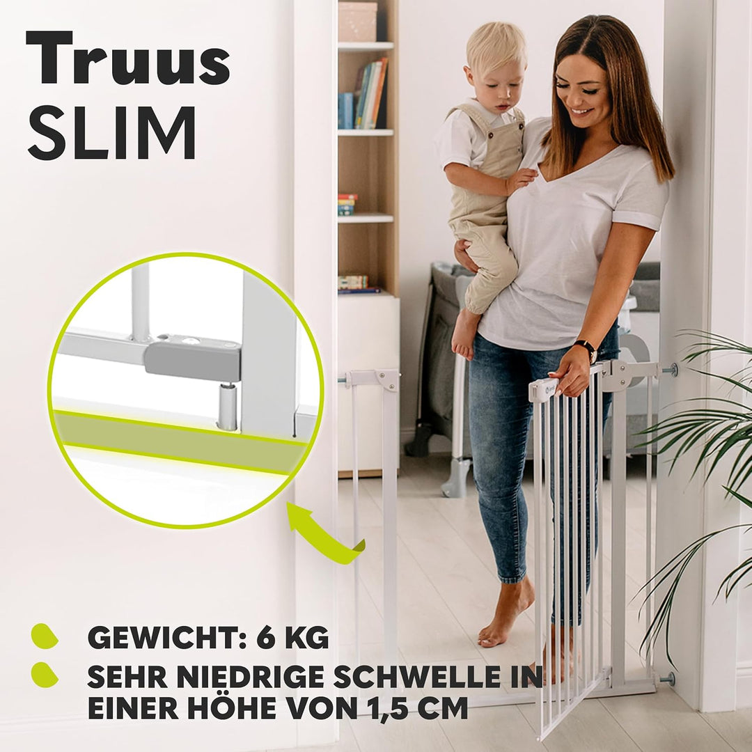 LIONELO Truus Slim Kinderschutzgitter Sicherheit ohne Bohren, Doppeltes Sicherheitssystem, Verstellb