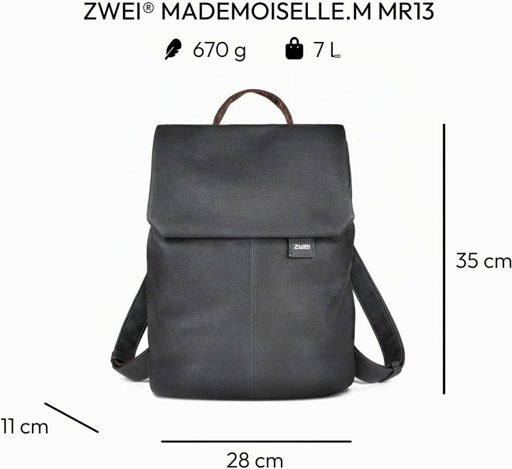Zwei Damen City-Rucksack Mademoiselle.M MR13 Tagesrucksack 7 Liter, gepolstertes Laptopfach, Magnet-