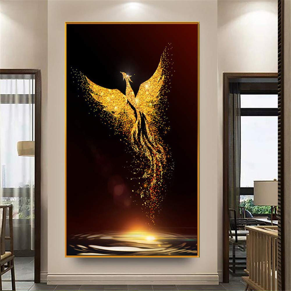 Nicole Knupfer 5D Diamant Painting Set, Goldener Phönix DIY Runder Full Diamant Malerei Stickpackung