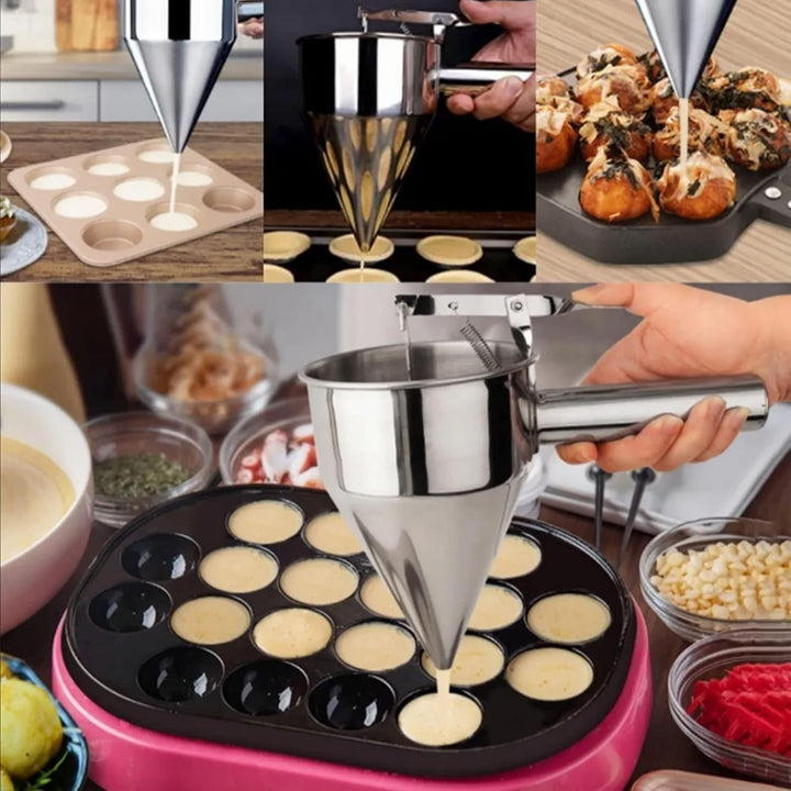 Takoyaki-Kugel-Teigspender aus Hochglänzendem Edelstahl mit Silikonstopfen, Unverzichtbares Backwerk