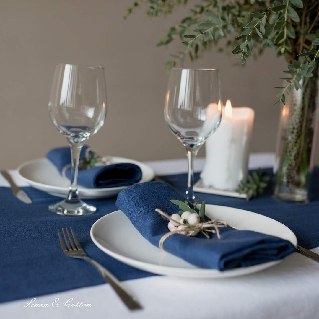 Linen &amp; Cotton Hochwertige 4 x Stoffservietten/Servietten Stoff/Leinenservietten Hygge -100% Leinen,