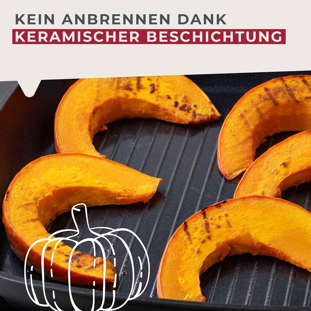 Fackelmann Grillpfanne Soft – Ø 28 cm aus geschmiedetem Aluminium, mit Greblon CK2 Ceramic Beschicht