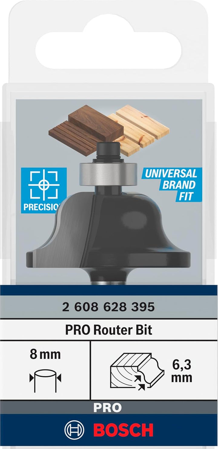 Bosch Professional 1x Kantenformfräser Standard for Wood (für Holz, Radius 6.3mm, Arbeitslänge 17.1m
