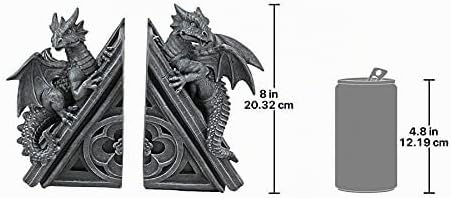 Design Toscano Buchstütze in Form von gotischen Schlossdrachen, Masse: 12,5 x 4 x 20,5 cm Einzelbett