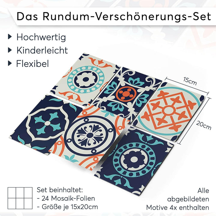 CREATISTO Mosaik-Fliesen Fliesensticker Fliesenfolie - Selbstklebende Fliesen Folie I Stickerfliesen