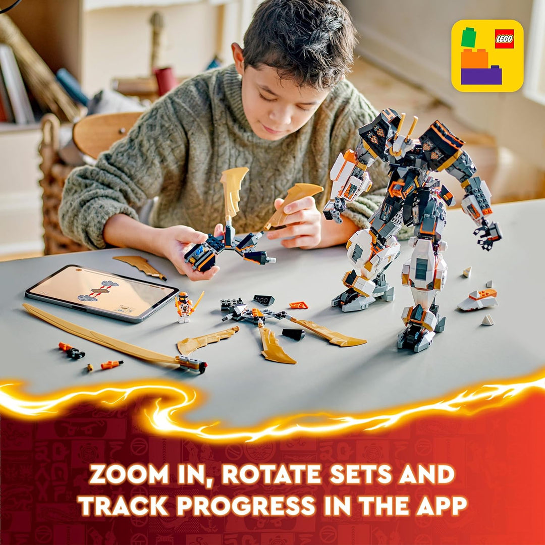 Lego NINJAGO Coles Titandrachen-Mech, Abenteuer Spielzeug für Kinder, Ninja Spielset mit 1 Minifigur