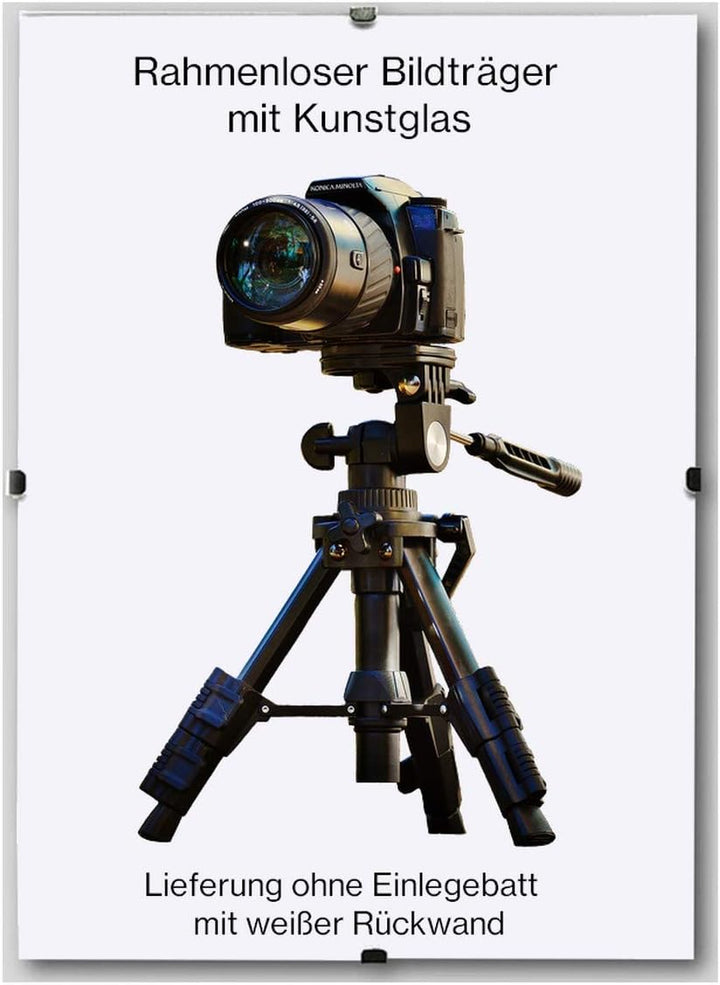 ideenwelt24 Rahmenloser Bildtrager clipframe 33 x 98 cm mit weisser Rückwand und 2 mm klarem Kunstgl