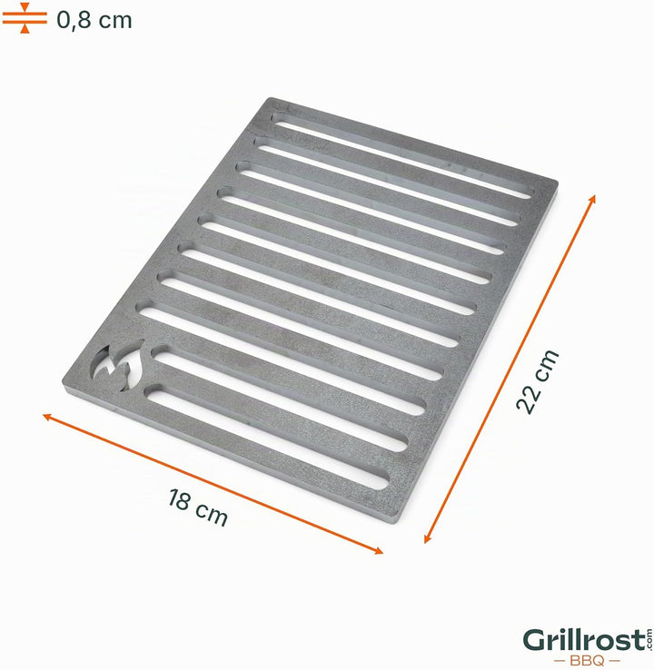 Grillrost.com Das Original Ofenrost 18x22cm aus massivem Stahl - Kein Guss dadurch Keine Bruchgefahr