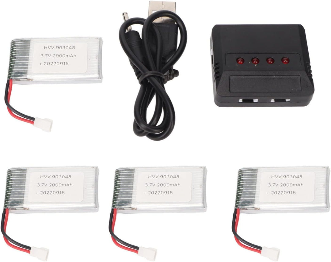 4 Pack 2000mAh 3,7V Hochleistungs-Ersatzakku für KY601S H11D H11C RC Quadcopter, 903048 RC Drohne Ak