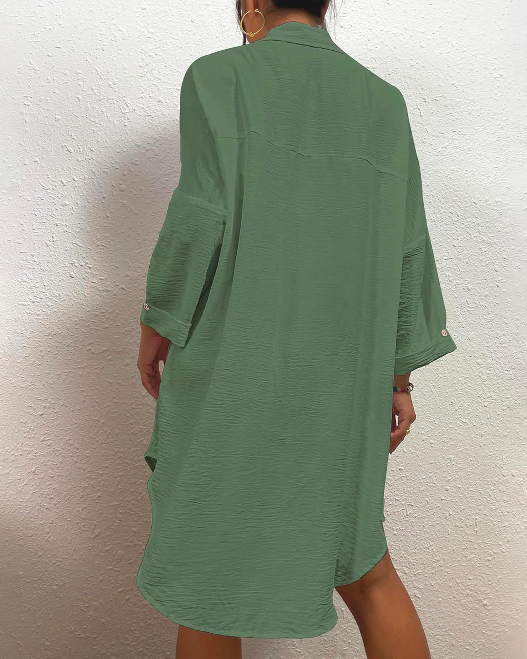 Bsubseach Frauen Badeanzug Coverup Shirt Kleid Button Down Badeanzug Cover Up Beachwear, M