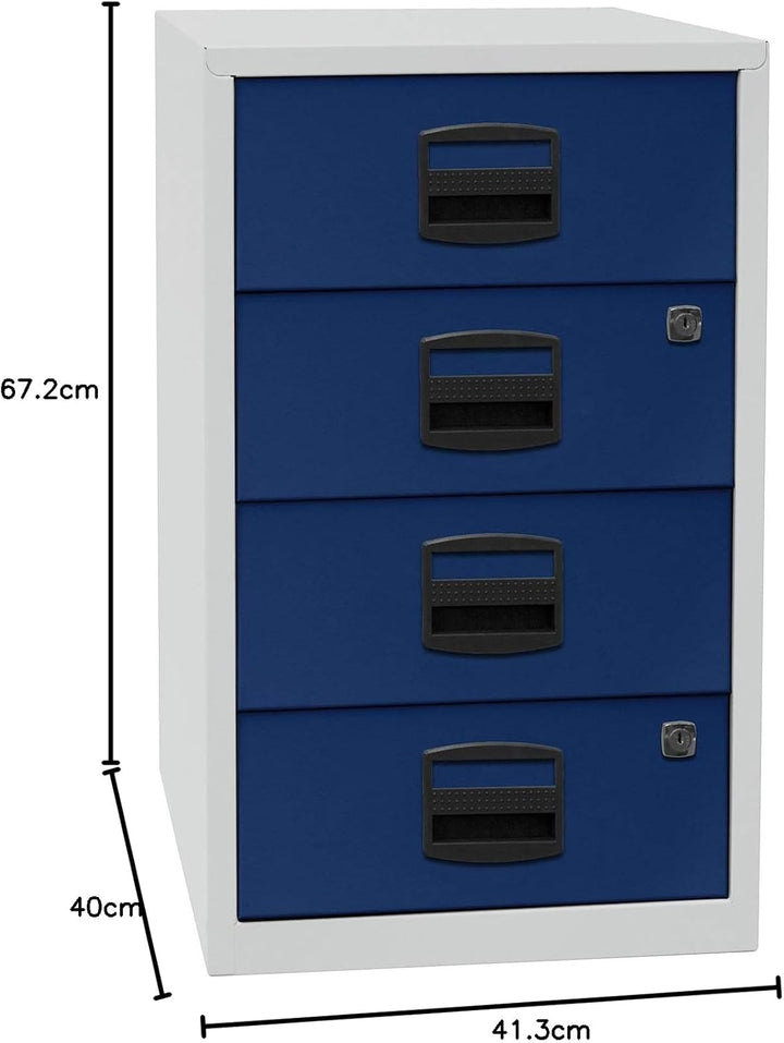 Bisley Home Beistellschrank PFA, 4 Universalschubladen, 355 Silber, 40 x 41.3 x 67.2 cm