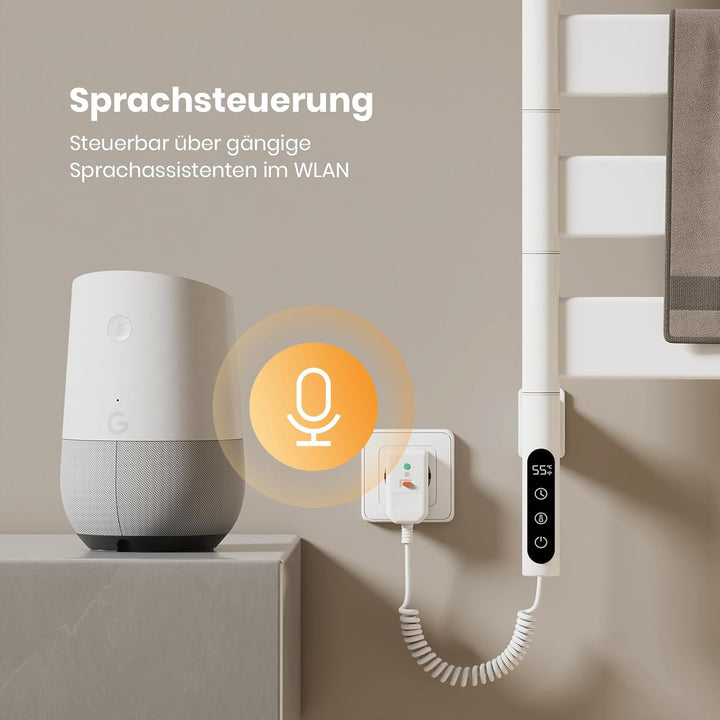 EMKE Handtuchheizkörper Elektrisch 76 x 45 cm, WiFi Smart Thermostat elektrischer Badheizkörper, 180