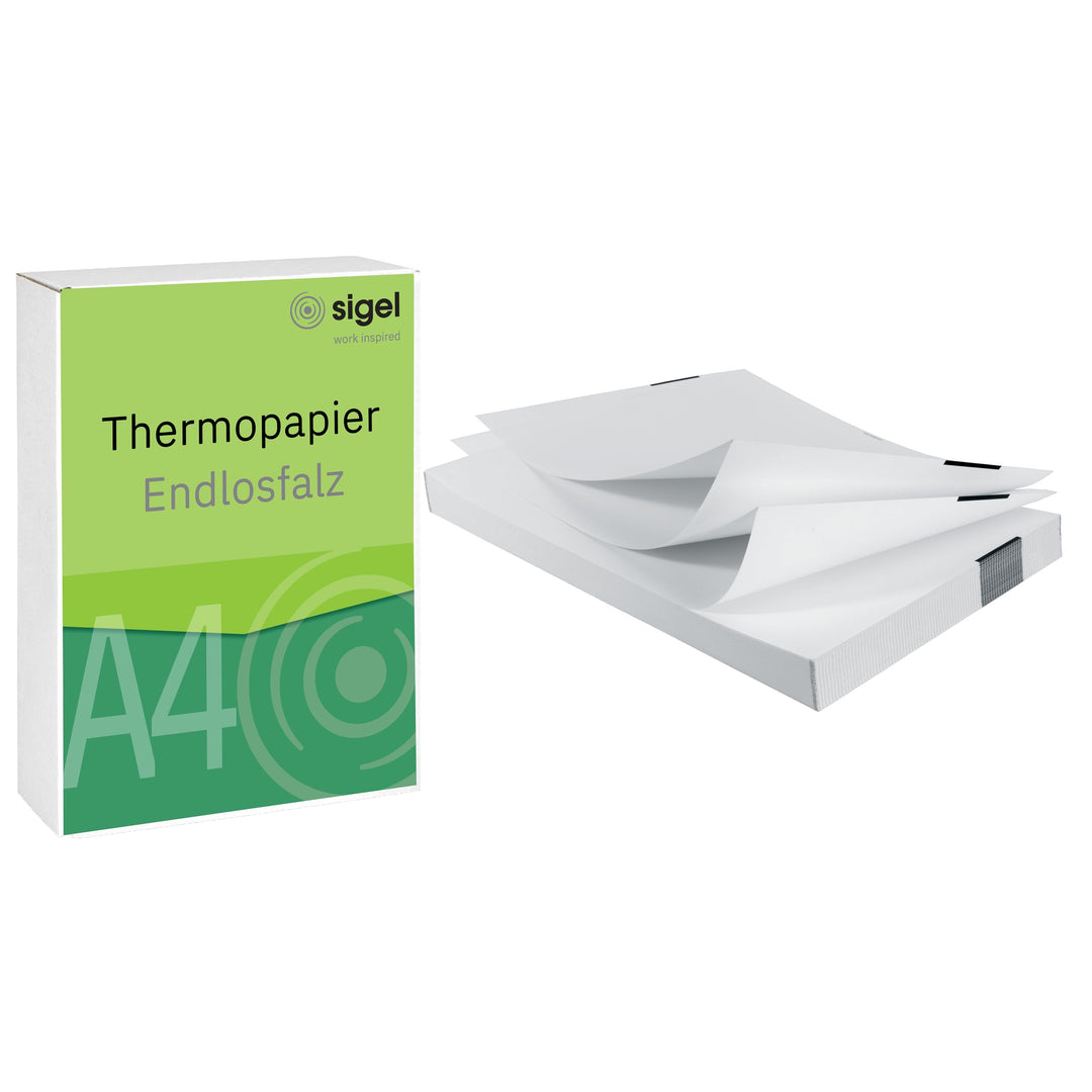 SIGEL TP111 Endlosfalz Thermopapier DIN A4, 76 g, 250 Blatt, Premium - 12 Jahre archivierbar, für al