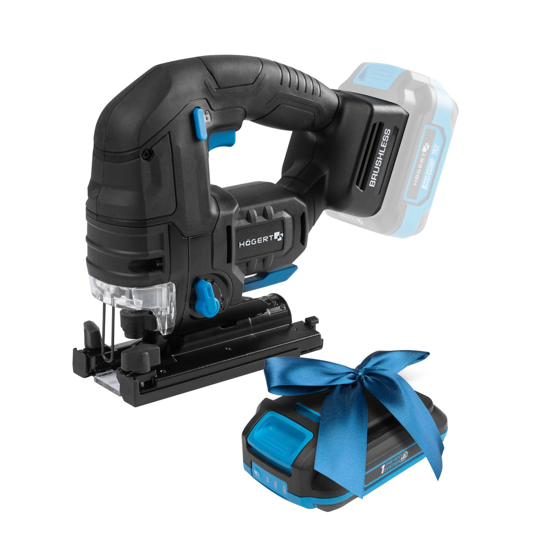 HÖGERT TECHNIK Akku-Pendelhubstichsäge 18V, bürstenloser Motor, kabellos, 0-2600 U/min, 26mm Klingen