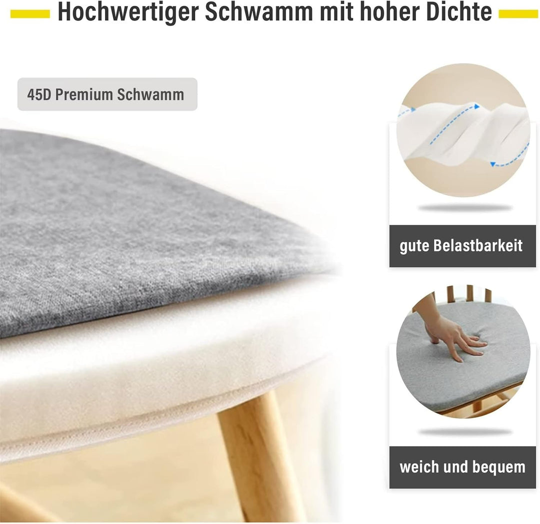 4er Set Stuhlkissen 40x38x3cm mit Bändern,Waschbare Sitzkissen Rutschfest,Stuhlauflage Stuhlpolster